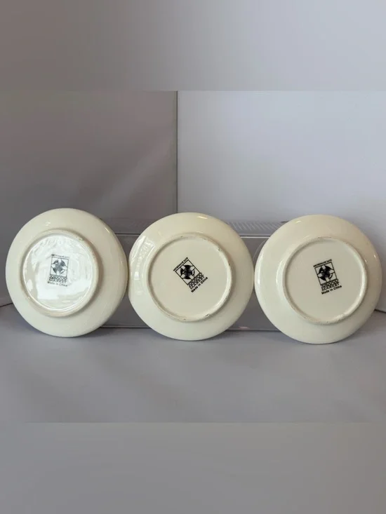 3 Pc MWW Market 4.5" Mini Plate Set Grill/ Pig/Go Out/Take Out -Farmhouse Picnic - Picture 5 of 16